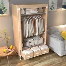 Portable Canvas Wardrobe, With 3 Drawers, Portable Wardrobe, Grey - Light Coffee - 3 Drawers - View 7