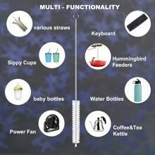 12PCS Straw Cleaning Brush, 9in/23cm Long Stainless Steel Straw Brush, 2in/5cm*0.4in/1cm White Nylon Brush, Suitable For 40/30/20 Oz , Cup, Water Bottle, Milk Cup, Glass Cup, Drinking Straw, Stainless Steel Straw, Glass Straw, Silicone Straw, Plastic Straw, Tube Or Hummingbird Feeder Straw, Reusable Pipe Straw Cleaner, Suitable For Multi-Purpose Cleaning Use In Home Kitchen