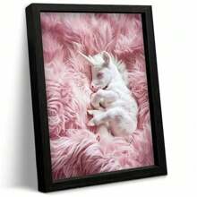 1pc Black Wall Art, Cute Cub Unicorn Canvas Prints Poster, Birthday Party Decor, New Year Halloween Christmas Easter Gift, Home Living Room Office Wall Decor, Perfect Gift And Home Decor,No Frame