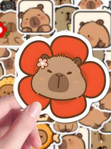 199pcs/Set Cute Capybara PVC Stickers, Suitable For Decorating Laptops, Notebooks, Skateboards, And Guitars. Diverse Styles, One-Time Stickers, Beautiful For DIY Phone Cases And Computer Backplates, Also Essential For School Supplies And Back-To-School Season. - Multicolor - View 2