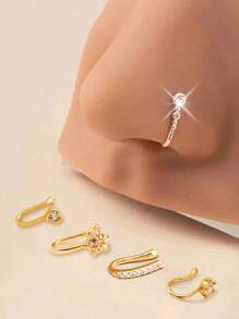 1 peça piercing falso feminino, argola de nariz, septo, sem piercing, clipe de nariz, rock, hiphoop, aço inoxidável, moda punk, joia corporal