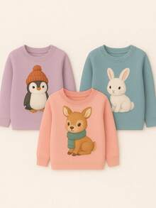 KIT With 3 Sweatshirts For GIRLS And BOYS WITHOUT Printed Hood - Màu Hồng Tươi - Xem 2