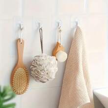 5/10/15pcs Transparent Adhesive Hooks, Multi-Function Kitchen Organizer Wall Hooks, Non-Slip Wallpaper Design, Kitchen Accessories