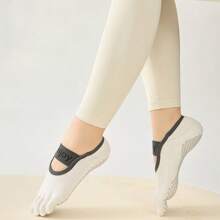 1 para skarpetek do jogi dla kobiet, jednolity kolor, bez pleców, pięciopalczasty design do pilatesu, pochłaniające pot, uniwersalne skarpetki do jogi