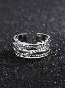 1 pièce Bague chaîne unique et ajourée pour homme, bague en alliage au look vintage usé tressé
