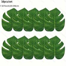 10pcs Artificial Tropical Palm Leaves, Hawaiian Luau Jungle Decor For Autumn, Plastic Fake Plants For Home Living Room Desktop Decor, Suitable For Wedding, Engagement, Halloween, St. Patrick's Day, Father's Day - No Container Included