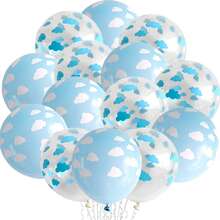 12/20 buc Baloane din latex mat albastru, roz, alb în formă de nor 12 inch, albastru deschis și alb, baloane decorative imprimate pentru baby shower, consumabile pentru petrecerea de aniversare băieți/fete - Multicolor - Vizualizare 5