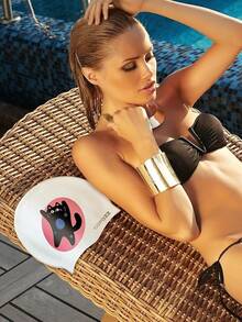 COPOZZ Gorro de natación para Adultos, de Silicona, Impermeable, cómodo, para Cabello Largo y Corto - Gatito - Ver 5