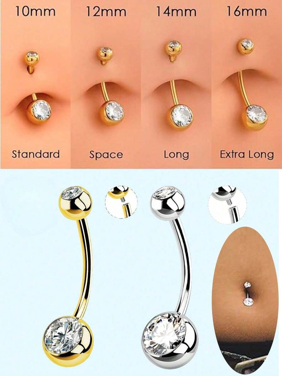 肚脐穿孔饰品，肚脐饰品，不锈钢肚脐穿孔饰品，女性肚脐环，男士肚脐穿孔饰品 - 彩色 - 查看 1