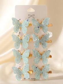 8 bucăți elegante de agrafe de păr cu fluture 3D, material din aliaj, accesorii la modă pentru fete, potrivite pentru purtare zilnică, disponibile în mai multe stiluri