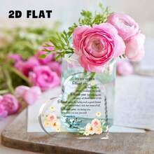 1 件真挚的姐妹生日礼物 - 带花卉图案的亚克力心形牌匾，给姐妹的感伤留言纸镇，完美的家庭办公桌装饰，送给姐妹的礼物 - 彩色 - 查看 7