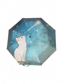 1pc High-Quality Cute Cartoon Folding Umbrella, Fully Automatic Anti-UV, Windproof, Sunshade And Rain Use, Portable Parasol