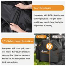 [210D Orange Line Grill Cover] Tear-Resistant Oxford Cloth Grill Cover For Gas Grills, With Adjustable Hem Drawstring, Suitable For Weber, Char-Broil, Nexgrill And Other Grill Models.