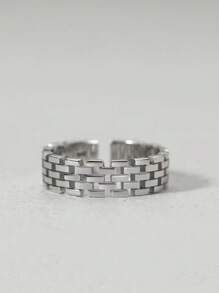 1 pièce Bague chaîne unique et ajourée pour homme, bague en alliage au look vintage usé tressé