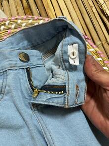 GIRLS PANTS CHILDREN'S WIND LAG JEANS DEFIADED GIRLS - Medium Wash - View 11
