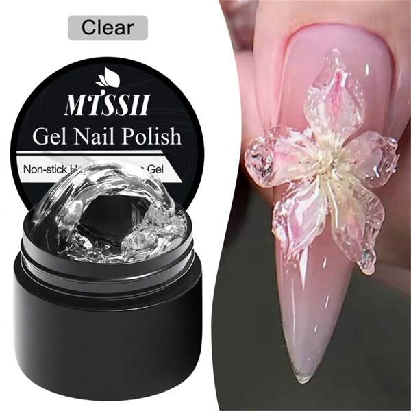 Mtssii 8ml Clear Non Stick Hand Extension Gel Nail Polish For 3D Shaping Nail Art Solid Milky Jelly Hard Gel For Fake Nail Carving Flower Nail Art Acrylic Gel Varnish Rhinestone Glue Gel Easy To Operate Manicure For Home And Slaon