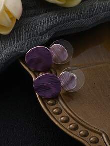 Cring Coco 1 套女士优雅复古波西米亚风格紫色渐变圆形十字交叉锌合金耳环和项链首饰套装，适合日常佩戴和正式场合