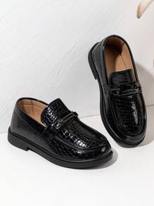 Kids' Leather Shoes, Shiny Black&White School Uniform Shoes, Thick Sole Flower Girl & Boy Formal Dress Shoes, British Style Children Shoes