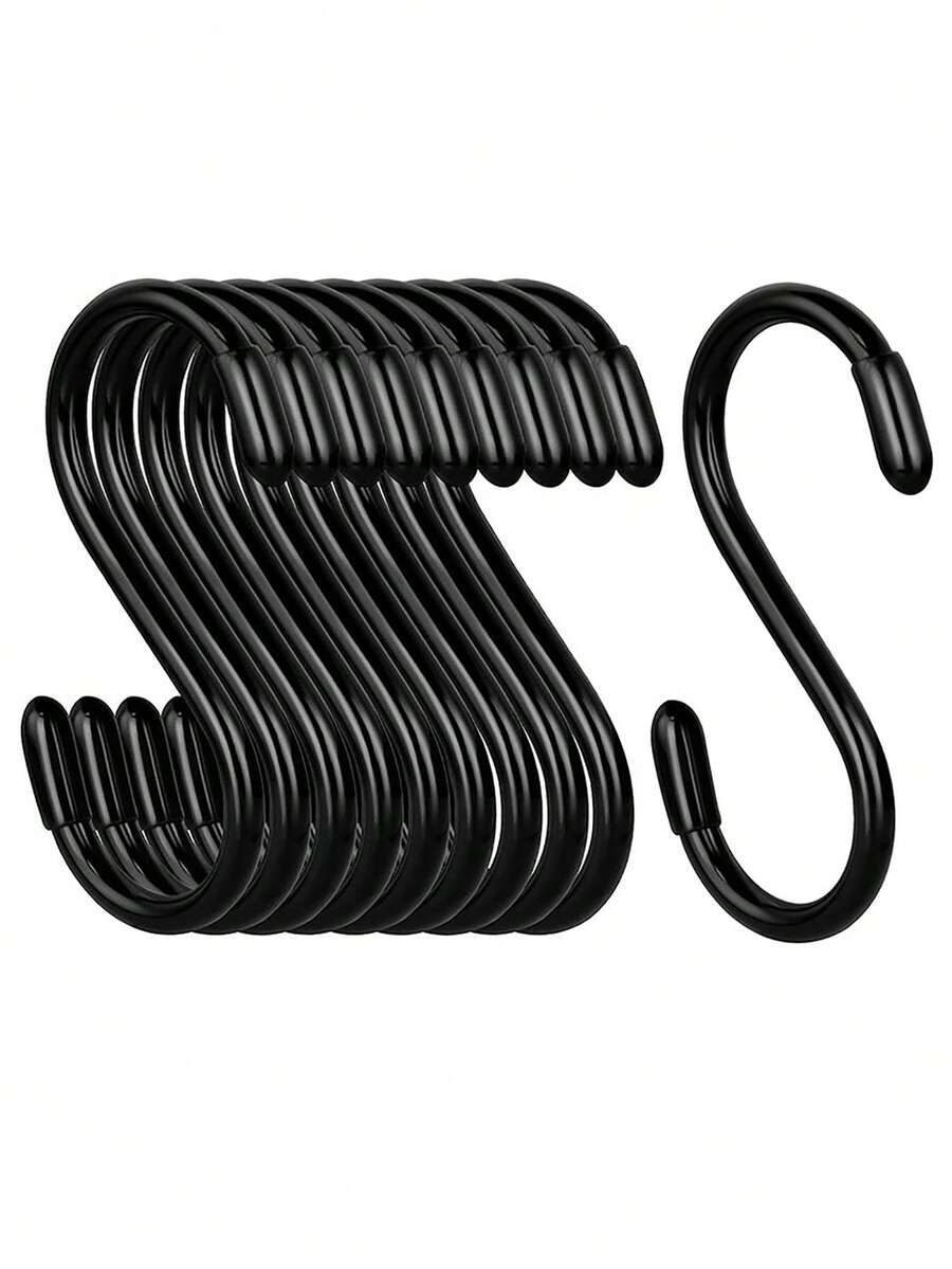 1pc/10pcs S-Shaped Hanger - Multi-Functional Metal Clothes Hooks For Kitchen, Workshop, Bathroom And Garden Bathroom Accessories Bathroom Tools - Black - View 1