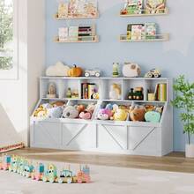 Huisuilinss Kids Bookshelf And Toy Storage,Kids Toy Storage Organizer,Kids Bookcase,Wood Kids Book Shelf For Playroom Bedroom Nursery Classroom Daycare - antique white - View 8