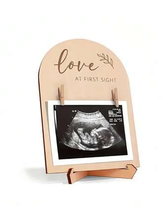 1 Set Wooden Ultrasound Photo Frame For Pregnancy Announcement Or Baby Birth Decorations Baby Shower Easter Gift Things For Girls/Boys