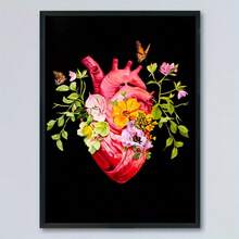 1pc Canvas Art Print,A Medical Art Poster Featuring Flowers And Butterflies In Floral Art,Wood Framed Painting (1) Thickness 2.5 Cm/ 1 Inch-Home Decoration For All Occasions,Ideal New Year, Valentine's Day,Thanksgiving,Easter,Christmas Gift,Room Decoration Aesthetic,Wall Decoration Art,Perfect Gift,Autumn And Winter Wall Decoration,Living Room Decoration, Bedroom Decoration, Kitchen Decoration, Entry Decoration, Bathroom Decoration, Direct Wall Painting, High Quality Wall Painting Poster,Modern Home Decoration Stretched And Framed Ready To Hang - Black - View 4