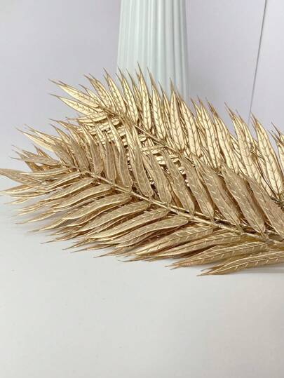 10 piezas - Hojas de betel artificiales doradas, tallos, hojas de palma tropicales, tortuga falsa, hojas de bambú, hojas de palma, arreglos florales de domingo, Hawái, banquete, boda en la playa de la jungla, plantas falsas