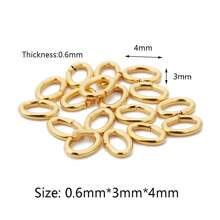 Ahknormailcui Anel elíptico rígido banhado a ouro, 100 peças/lote, de aço inoxidável, com divisão de 0,5 mm/0,6 mm/0,7 mm de espessura, anel pendente oval dourado, conector de anel de salto que pode ser aberto para fazer joias, acessórios faça você mesmo