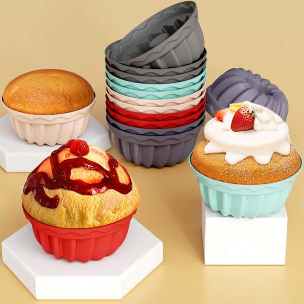 6pcs Silicone Cake Molds, Non-Stick Reusable 2.75" (7cm) Mini Baking Molds For Homemade Cakes, Breads And Jellies, Suitable For Birthday Party, Christmas, Valentine's Day, Halloween, Easter, Thanksgiving