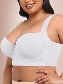 White Seamless Plus Size Women's Underwear Smooth And Simple Gathering Bra