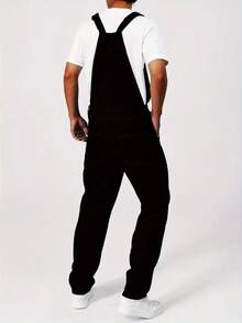 Men's Casual Outdoor Denim Bib Overall Pants - màu đen - Xem 2
