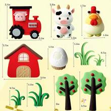 11 pièces Décorations de gâteau sur le thème des animaux de ferme pour une fête d'anniversaire, convenant à la décoration de fête sur le thème des animaux de ferme, décoration de gâteau sur le thème des animaux de ferme, mouton, vache, cochon. Comprend des décorations pour cupcakes, gâteaux, glaces, fruits, desserts, fromages et tout autre aliment que vous souhaitez décorer