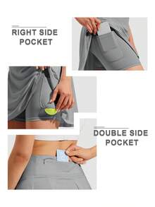 2 Pack 18" High Waisted Tennis Skirt For Women Skorts Skirts With Pockets Casual Modest Long Golf Athletic Running - Black Light Gray - View 4