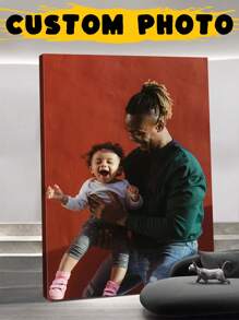 1 Foto personalizada en lienzo con marco de fotos DIY o póster sin marco, regalo del Día del Padre, fotos personalizadas para seres queridos, familia, amigos y mascotas, perros, gatos, decoración del hogar de gran tamaño adecuada para colocar en salas de estar, dormitorios, oficinas, salones de té, restaurantes, escuelas, baños, impresión de pósteres personalizados, pinturas colgantes personalizadas, pinturas de decoración de pared personalizadas, impresión gráfica