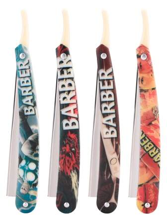 高品质剃须刀男士经典理发手动折叠胡须剃刀印花不锈钢剃须刀脱毛工具