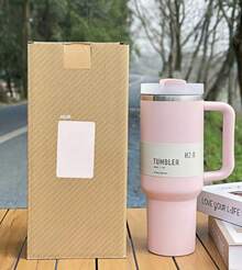 Compatible With Stanley Cup 40 Oz, 1 Piece, 40 Oz Stan Cup, 40oz With Handle, 40 Ounce Stainless Steel Insulated Water Bottle With Handle, 1200ml Wide Mouth Water Tumbler Iced Coffee Mug, Double-Walled Vacuum Insulation, Keeps Drinks Hot/Cold For Hours, Perfect For Outdoor, Gym, Travel,Hiking, Camping, Sports,Work, School, And Outdoor Adventures