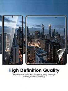 [2+2 Packs] 2 Pcs HD Full Coverage Front Film + 2 Pcs Inner Screen Protector Compatible With Z Fold 7 Fold 6 Fold 5 Fold 4 Fold 3 Fold 2, Anti-Fingerprints Scratch Resistant Phone Screen Protective Film Waterproof Tempered Glass Shockproof Anti-Fall Anti-Fall - Clear - View 7