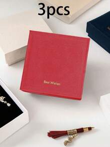 6/1pc, Embossed Letter Jewelry Gift Box, Jewelry Gift Box, Bow Decoration, Square Jewelry Gift Box, Suitable For Packaging Necklaces, Bracelets And Other Accessories Valentine's Day Ribbon Packaging Box, Packaging Box, Wedding Decoration