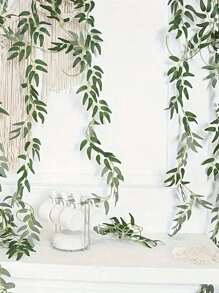 1 pièce Vigne de saule artificielle de 80,3 pouces, feuilles pendantes en plastique vert, décoration. Couronne de vigne de saule artificielle, pour le DIY, mariage, fête, jardin extérieur, maison, salon, chambre à coucher, mur, décoration de table, fête des mères, anniversaire, rentrée scolaire