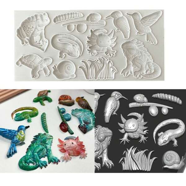 1pc Pond Animal Frog, Snail, Lizard & Bird Silicone Mold, Gummy Candy Mold, Cake Decorating Tool, Chocolate Mold, Sugar Craft, Kitchen Tool