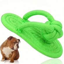 1 Pet Dog Polyester Rope Slipper Toys, With Knot Design For Grinding Teeth, Cleaning, And Training Functions, Simulating The Shape Of Real Slippers, Providing Long-Lasting Chewing And Entertainment Experience For Dogs And Cats (Random Color)