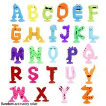 26 pièces Alphabet et 15 pièces Numéros, Jouets d'apprentissage lavables avec ventouses - Jeux interactifs d'orthographe et de comptage, Couleurs aléatoires