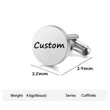 2pcs Custom Name Cufflinks, Personalised Groomsmen Cufflinks, Wedding Cufflinks, Stainless Steel Cufflinks, Birthday Anniversary Gift For Men - Style a - View 5