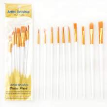 10 Stücke Nylon Haar Malerpinsel Set, Pinselset mit Kunststoffgriff für Ölmalerei, Aquarell, Acryl, Kalligraphie, Skizzieren, Zeichnen, Künstlerbedarf, Schulmaterial