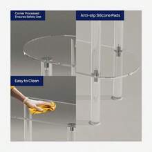 Acrylic Narrow Side Table For Small Spaces, 7" Wide Skinny Nightstand/Bedside Table For Bedroom, Slim Small End Table, 2 Tier, 15.7" L X 21.8" H, Clear