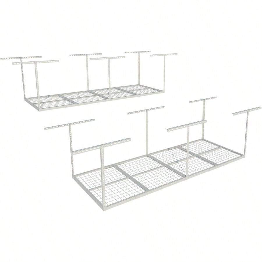 3x8 Overhead Garage Storage Rack,Adjustable Garage Storage Organization Systerm,Heavy Duty Metal Garage Ceiling Storage Racks,600lbs Weight Capacity,Black - White - View 1