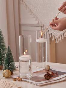 1pc/4pcs Glass Cylinder Vases, Hurricane Candle Holders For Pillar Or Floating Candles, Tall Clear Vase For Centerpieces, Round Vases For Wedding Anniversary Events Home Table Decor Home Decor Room Decor Flower Vase Glass Vase