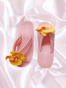 女童休闲人字拖 - 纯色 EVA 坡跟凉鞋，厚底，方便拖鞋设计，夏季必备，增高，厚底