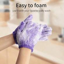 「Reversible Exfoliating Shower Gloves Reusable Body Scrub Mitts For Dead Skin Removal, Back Scrubbing & Spa Cleansing Tools」