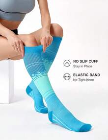 FITRELL 3 Pairs Compression Socks For Women And Men 20-30mmHg-Circulation Support Socks Halloween Christmas New Year - 粉色 - 查看 3